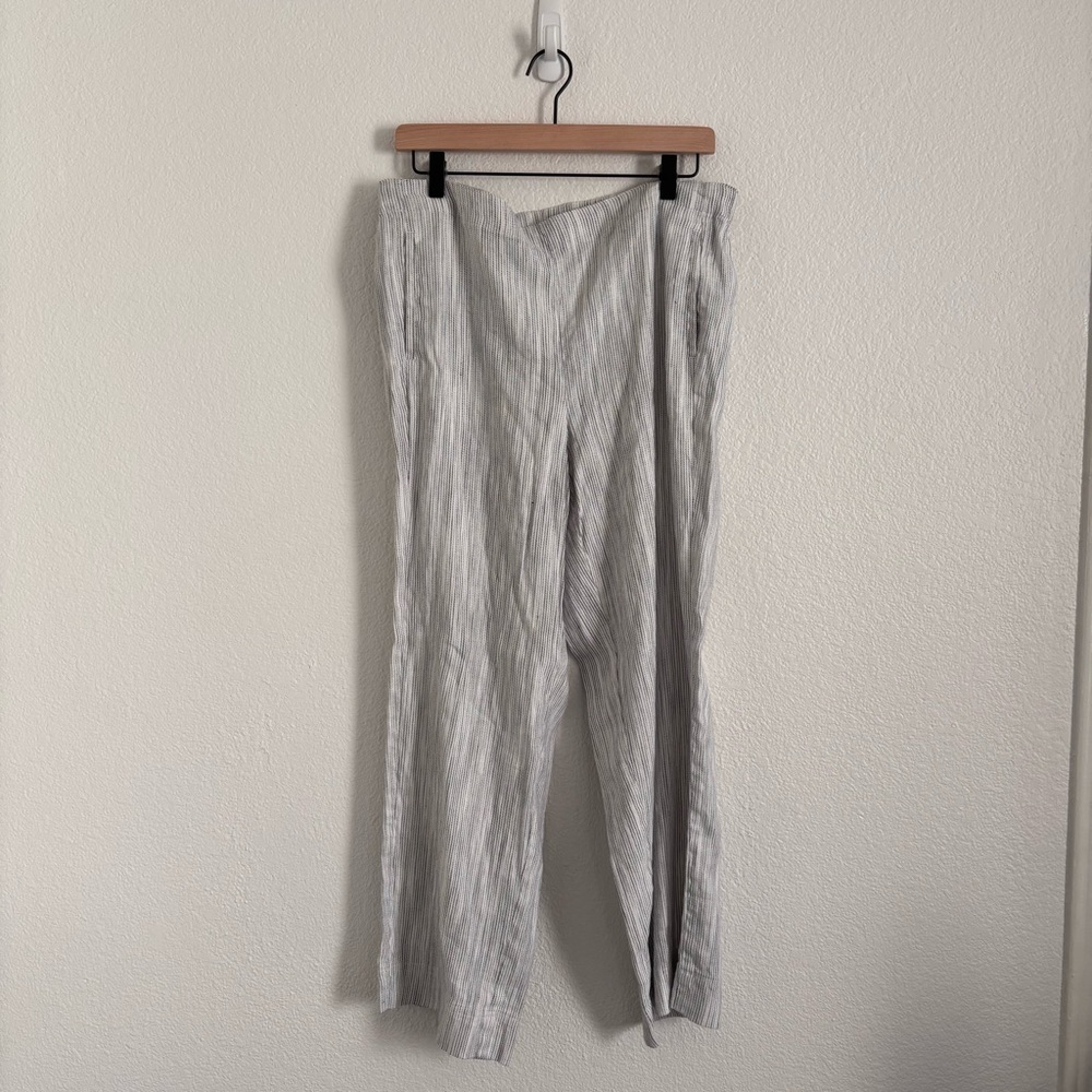 J. Jill Women's Size 14 Multicolor Striped Linen Stretch Pull On Pants